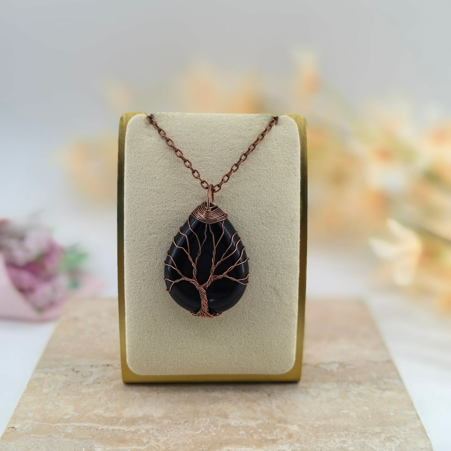 Fekete Obszidián nyaklánc