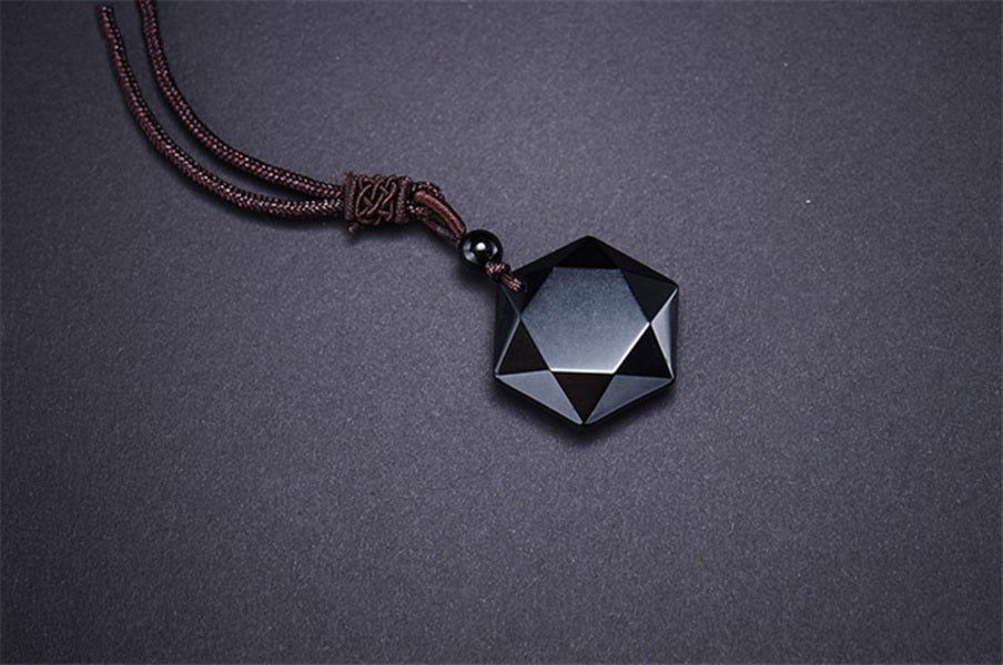 Fekete Obszidián Medál Nyaklánc