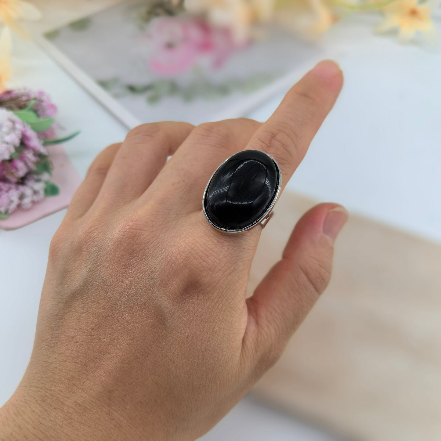 Fekete Obszidián gyűrű