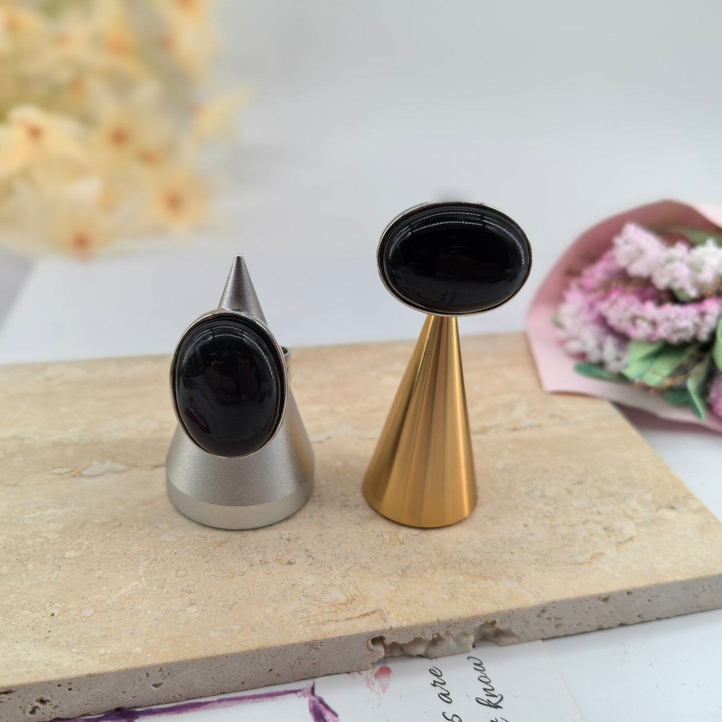 Fekete Obszidián gyűrű